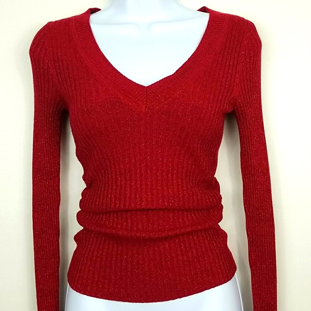 Small, Red Express Long-sleeved Sweater w/shimmer